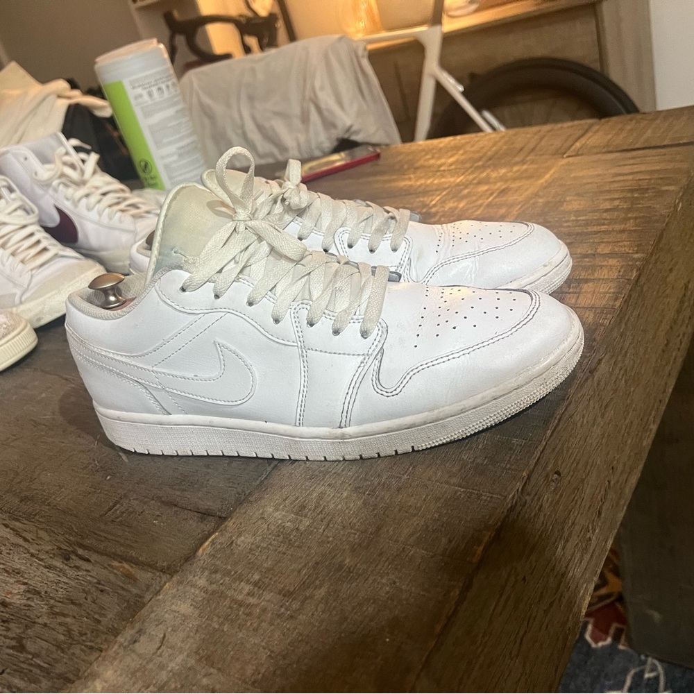 Nike Jordan 1 All-White Low-Top Sneakers Size 12